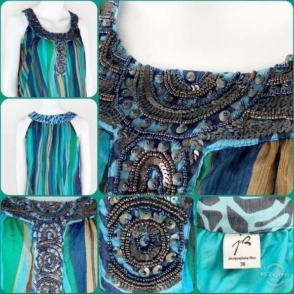 EUC-JACQUELINE Riu Beaded Detail Flowy Shift Dress - Picture 8 of 8